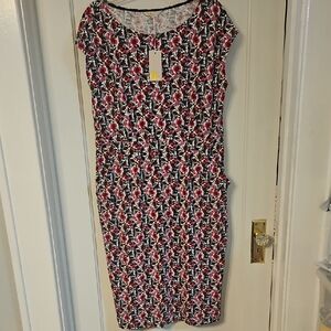 NWT Boden Foral Sheath Dress with Cap Sleeves and POCKETS. 14L
